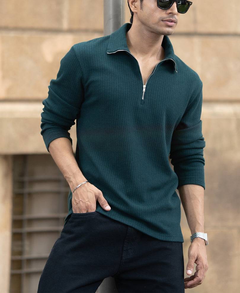 Pine Structured Zipper T-Shirt Buy @ ₹1299
