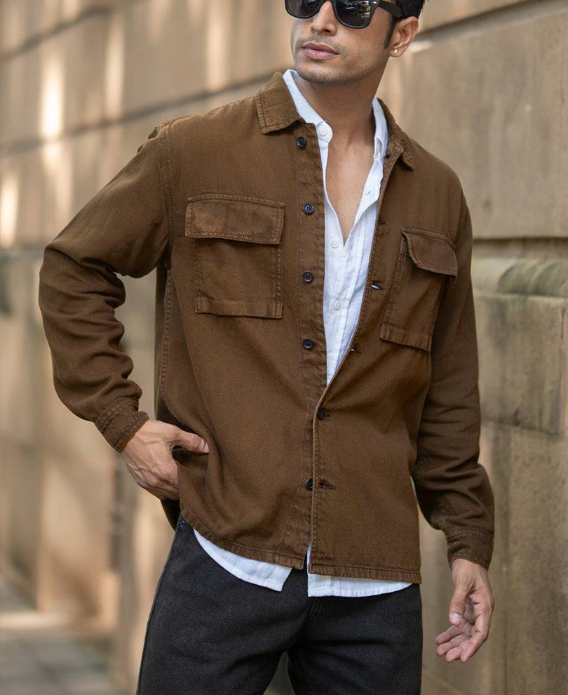 Dark Brown Denim Overshirt Buy @ ₹1599