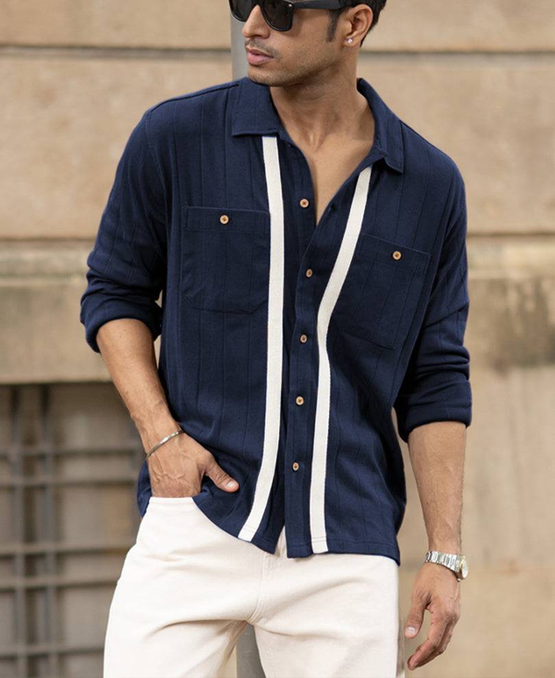 Navy Contrast Detail Shirt Buy @ ₹1199