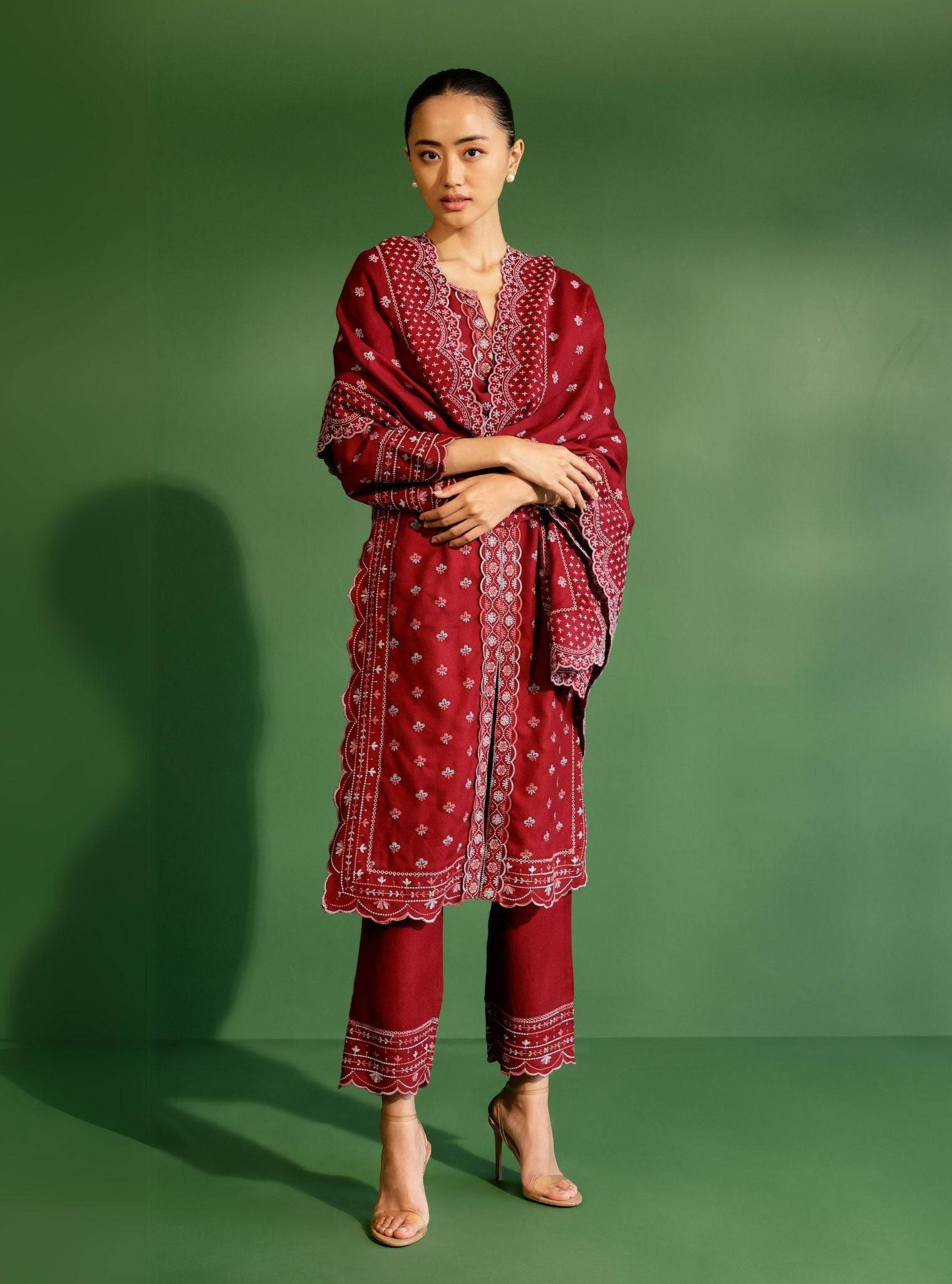 Tate Wool Wine Kurta Set