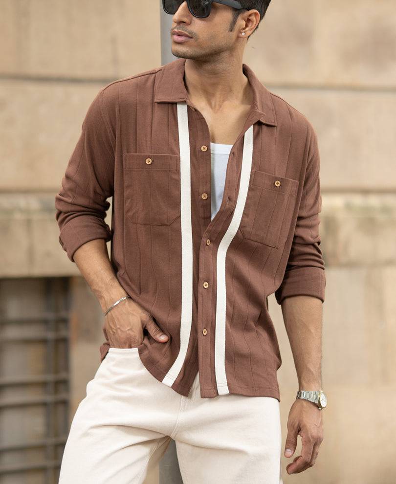 Brown Tape Detail Shirt Buy @ ₹999