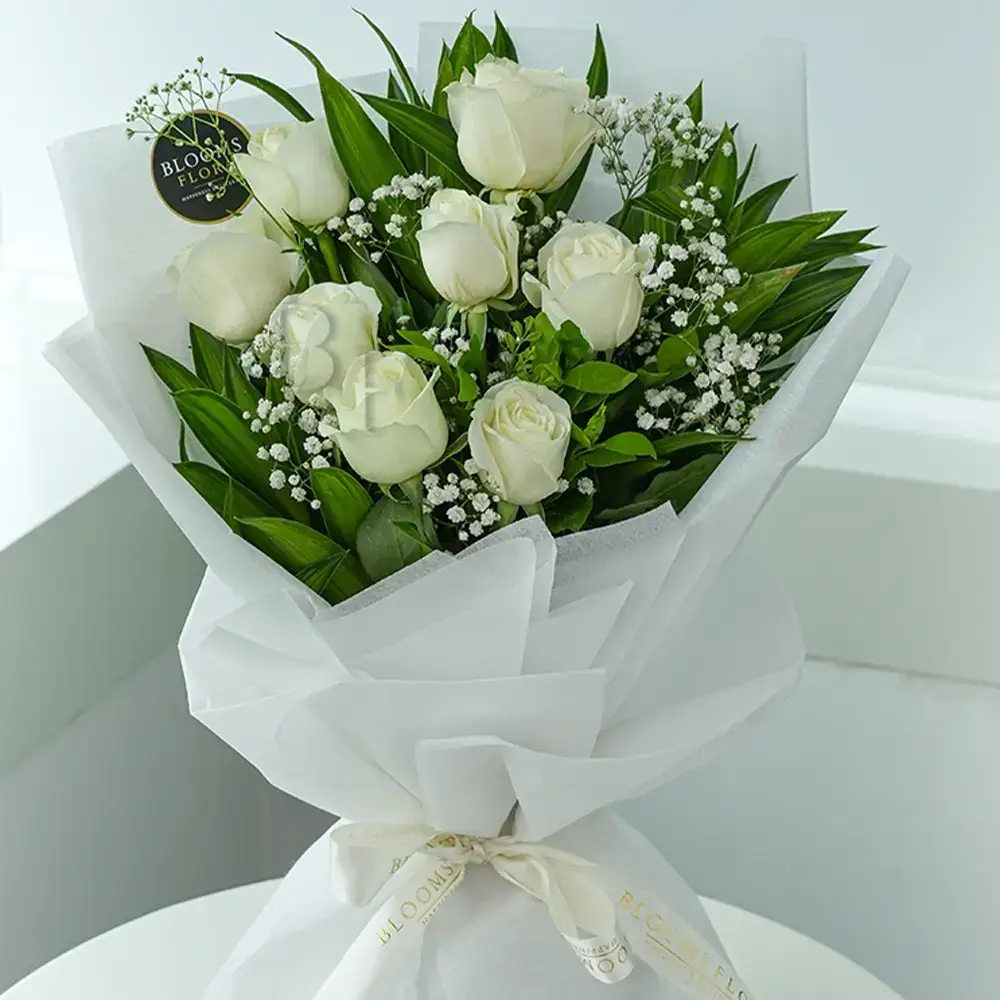Graceful White Roses Bouquet