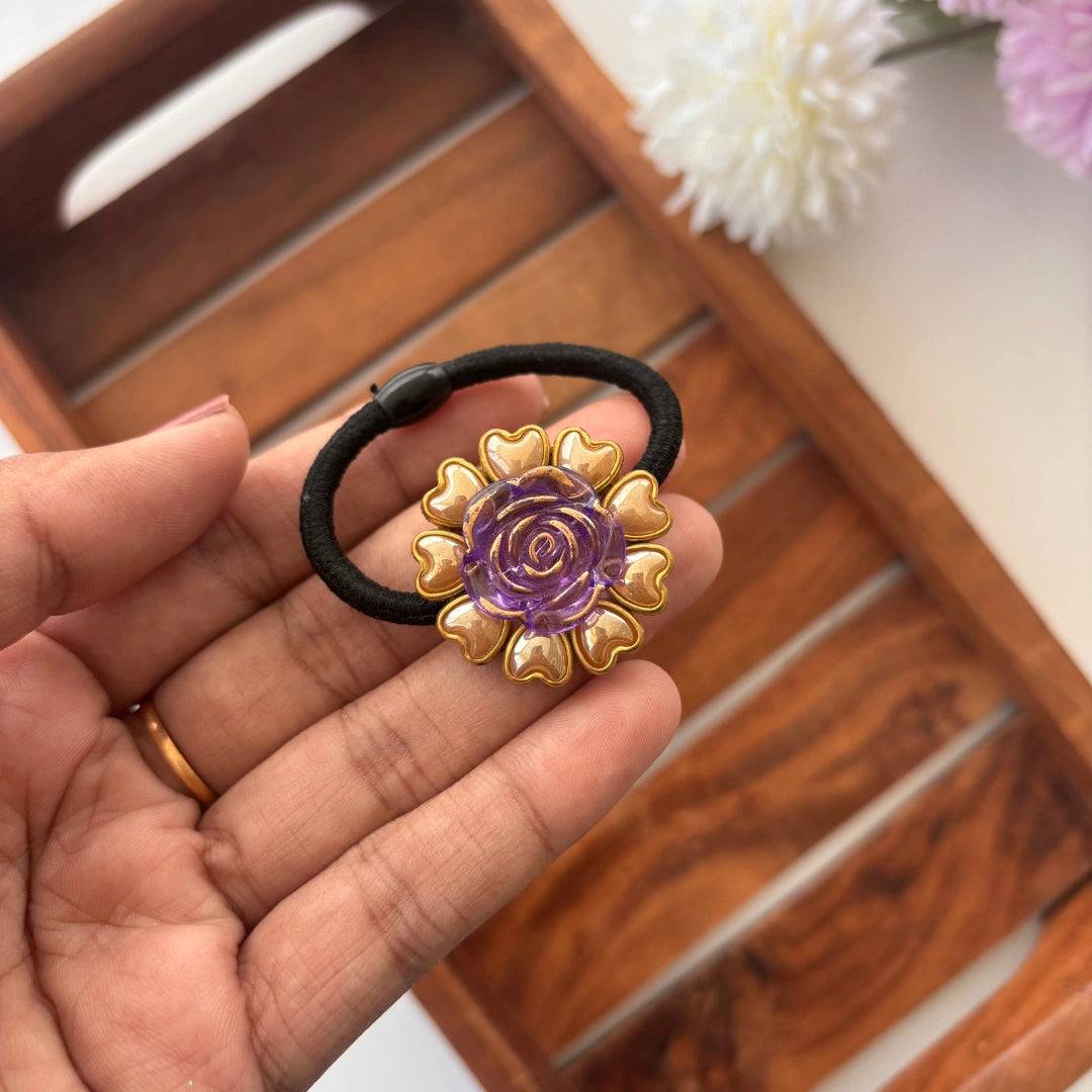 Lavender Heart Petal Hair Tie