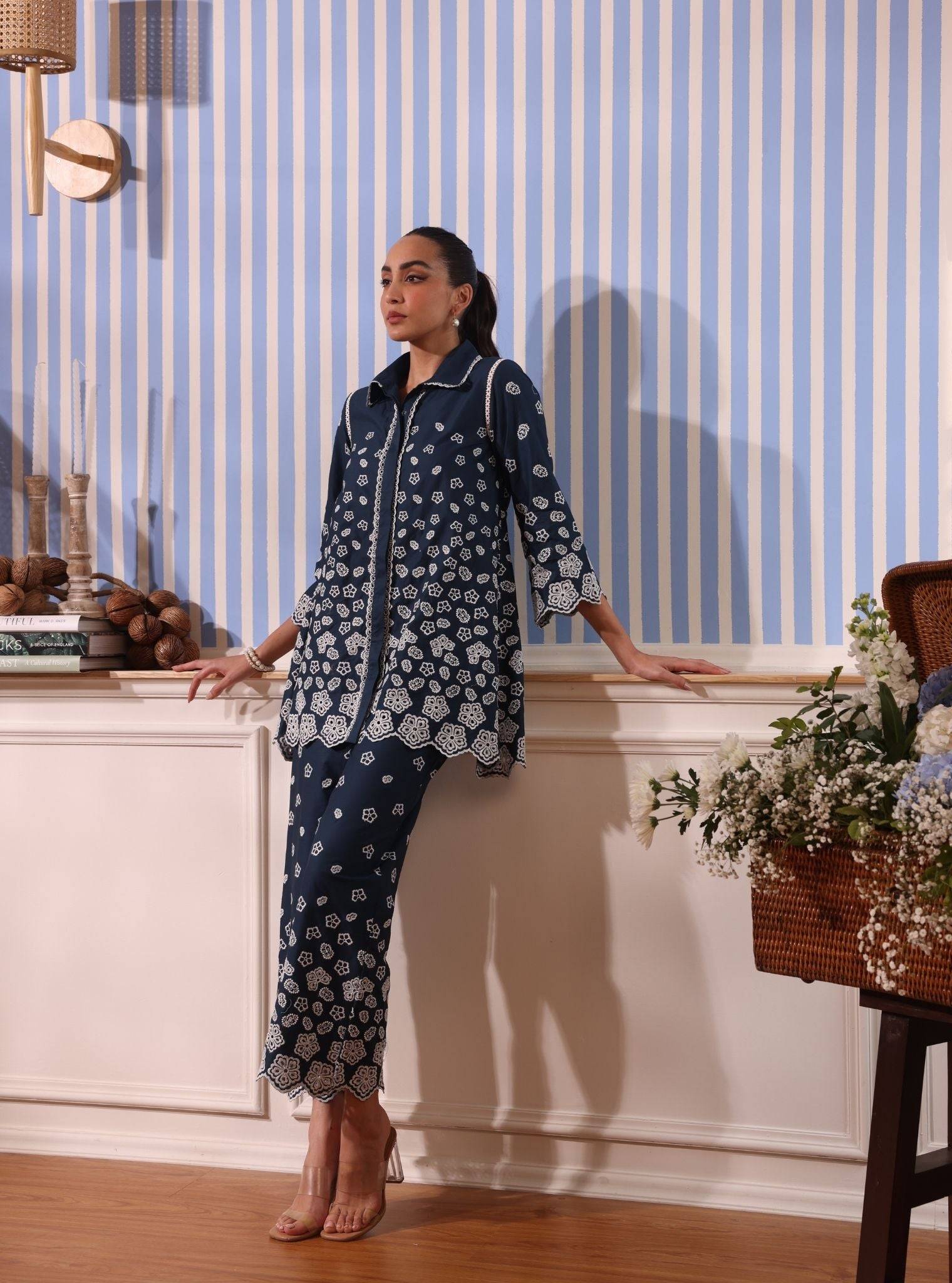 Nidha Cotton Navy Co-ord Set