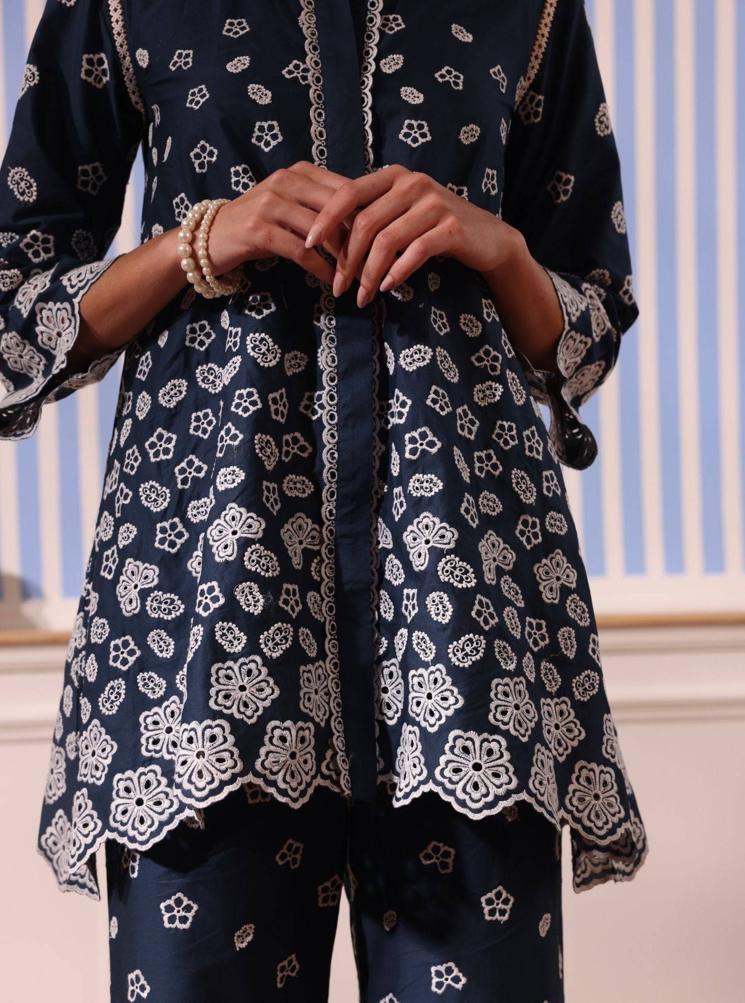 Nidha Cotton Navy Co-ord Set