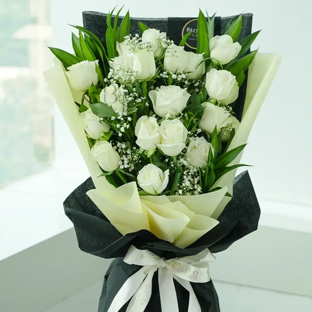 Bliss White Rose Bouquet
