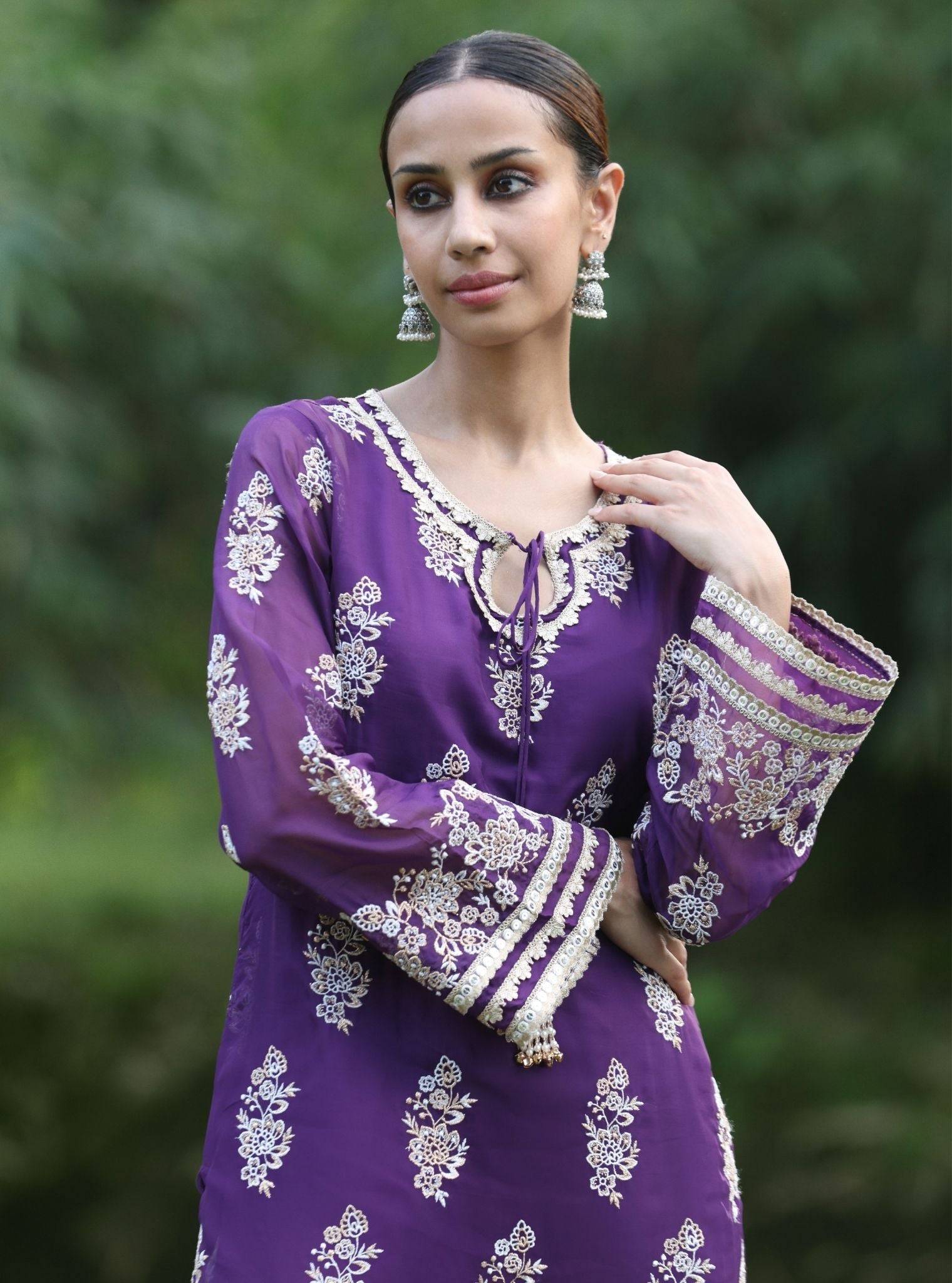 Khwab Organza Purple Kurta Set