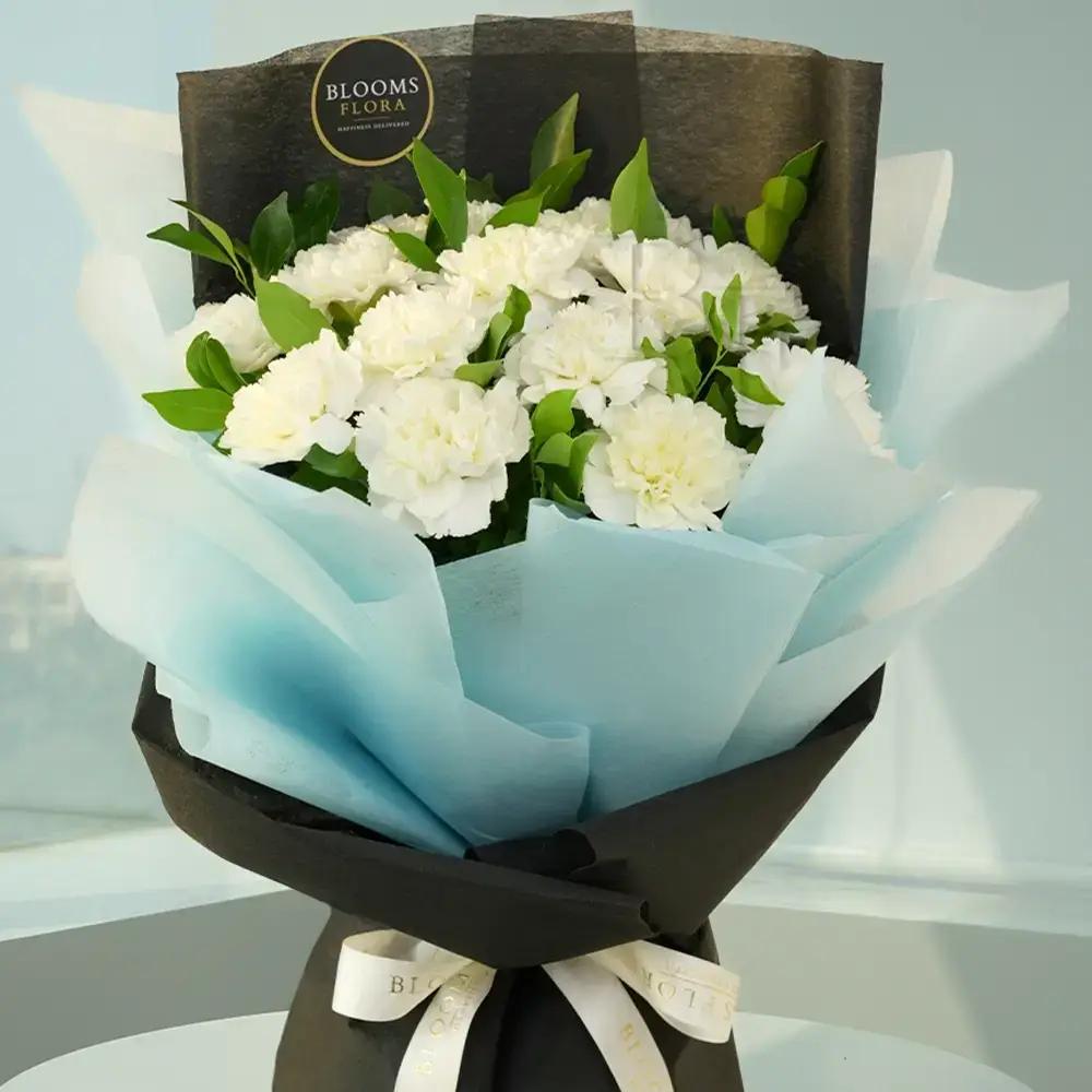 Charming Bouquet of White Carnations