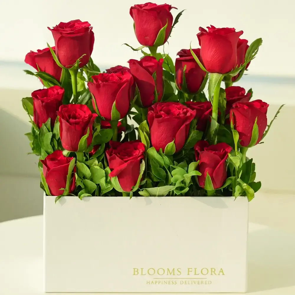 Box Arrangement of Red Roses
