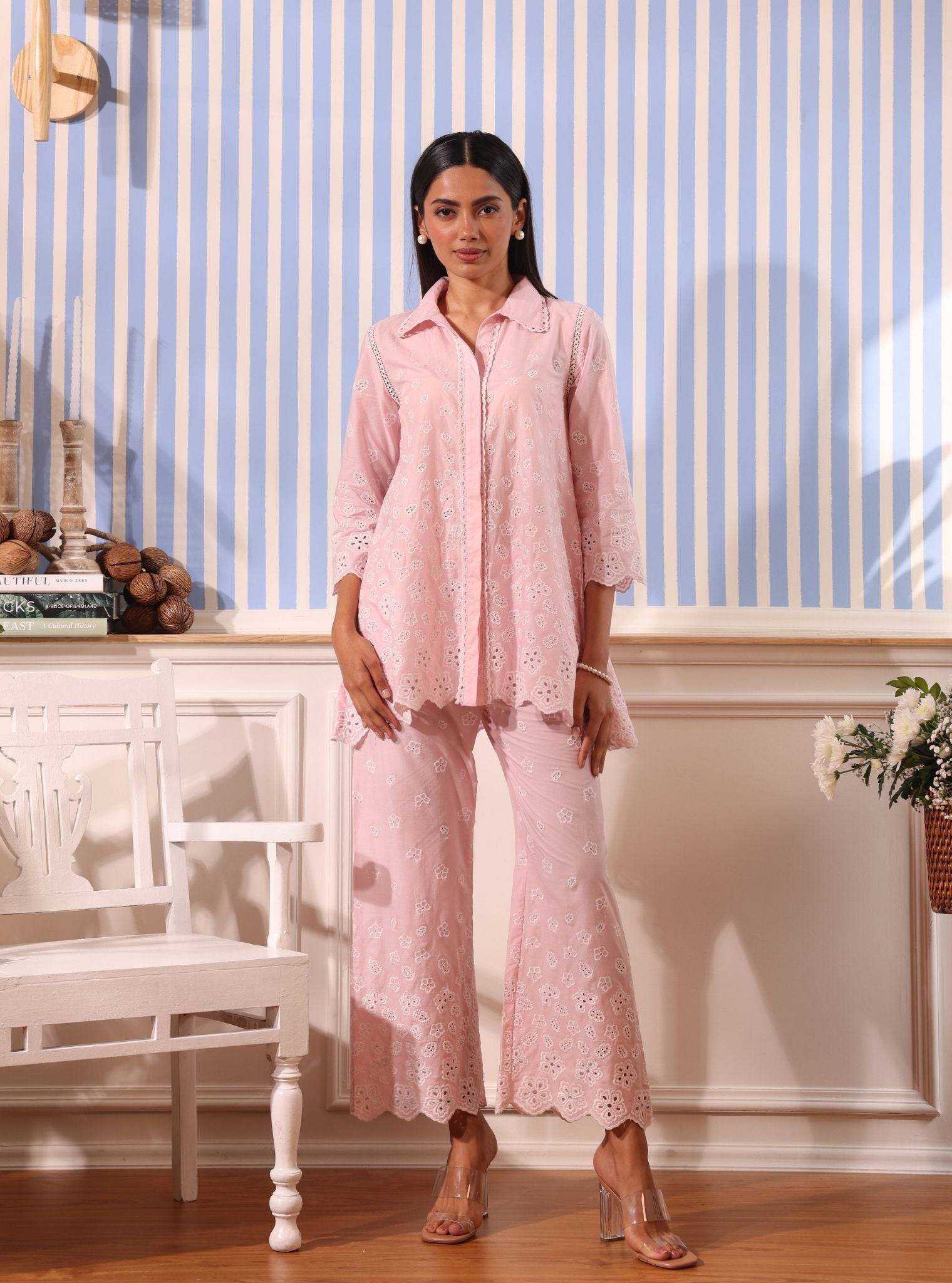 Nidha Cotton Light Pink Co-ord Set