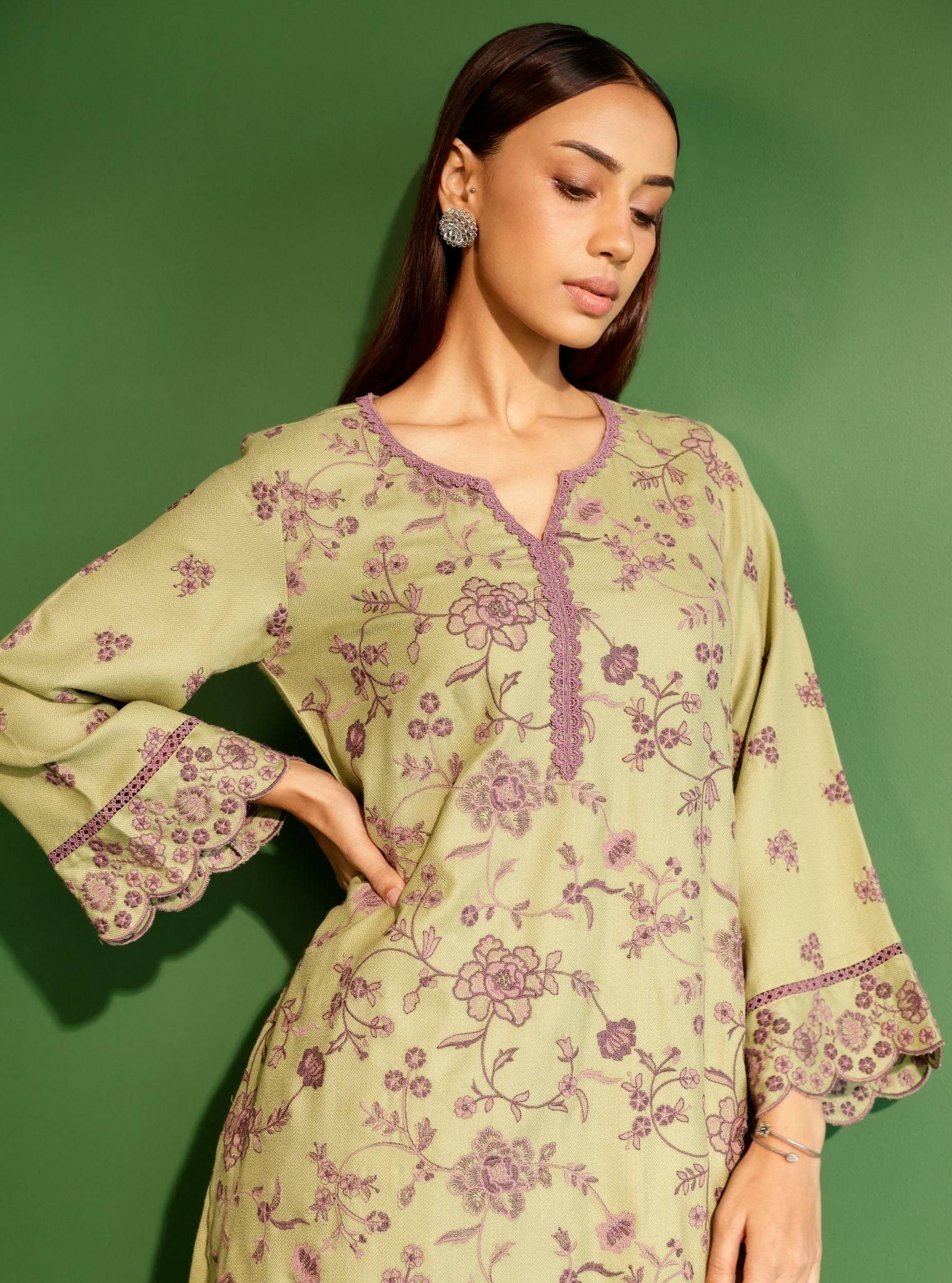 Juno Wool Green Kurta Set