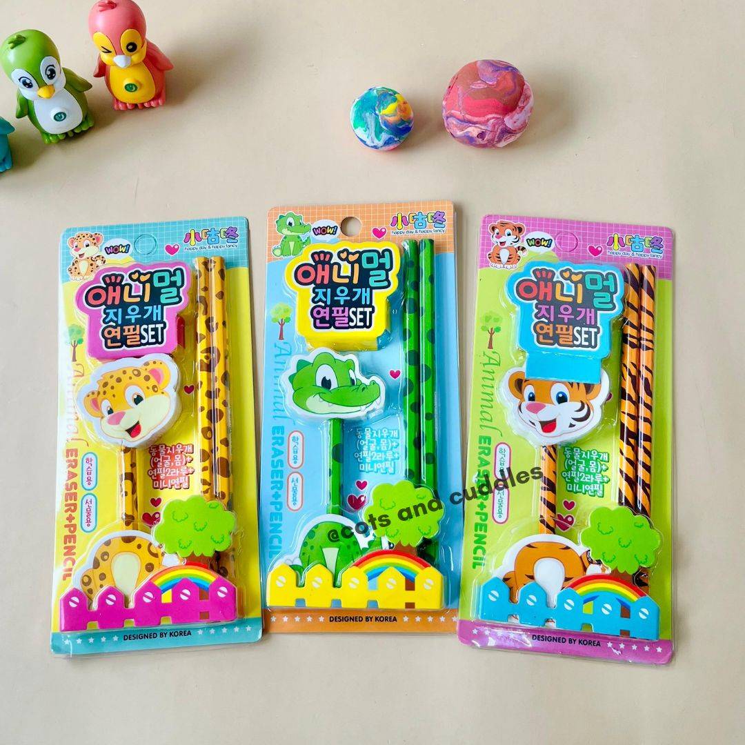 Jungle Friends Pencil & Eraser Set for Kids (Random) Buy @ ₹199
