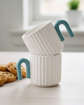 Ribbed Serenity Coffee Mug - Set Of 2