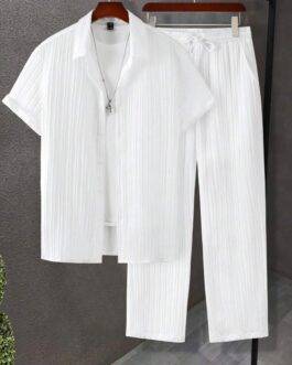 Sugar Cane White Color Mens Full Set Trouser And Shirt Half Sleeves