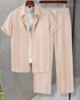 Sugar Cane Cream Color Mens Full Set Trouser And Shirt Half Sleeves