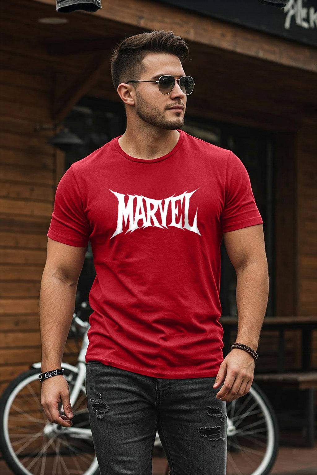 Marvel Red Regular Fit Printed T-shirt