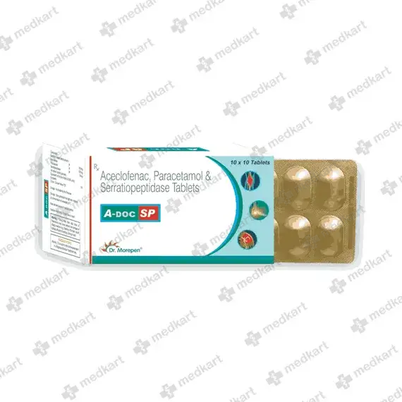 ACECLOFENAC 100 MG+PARACETAMOL/ACETAMINOPHEN 500 MG+SERRATIOPEPTIDASE 10 MG