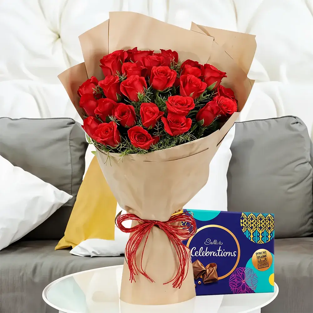 Roses Bouquet With Chocolates