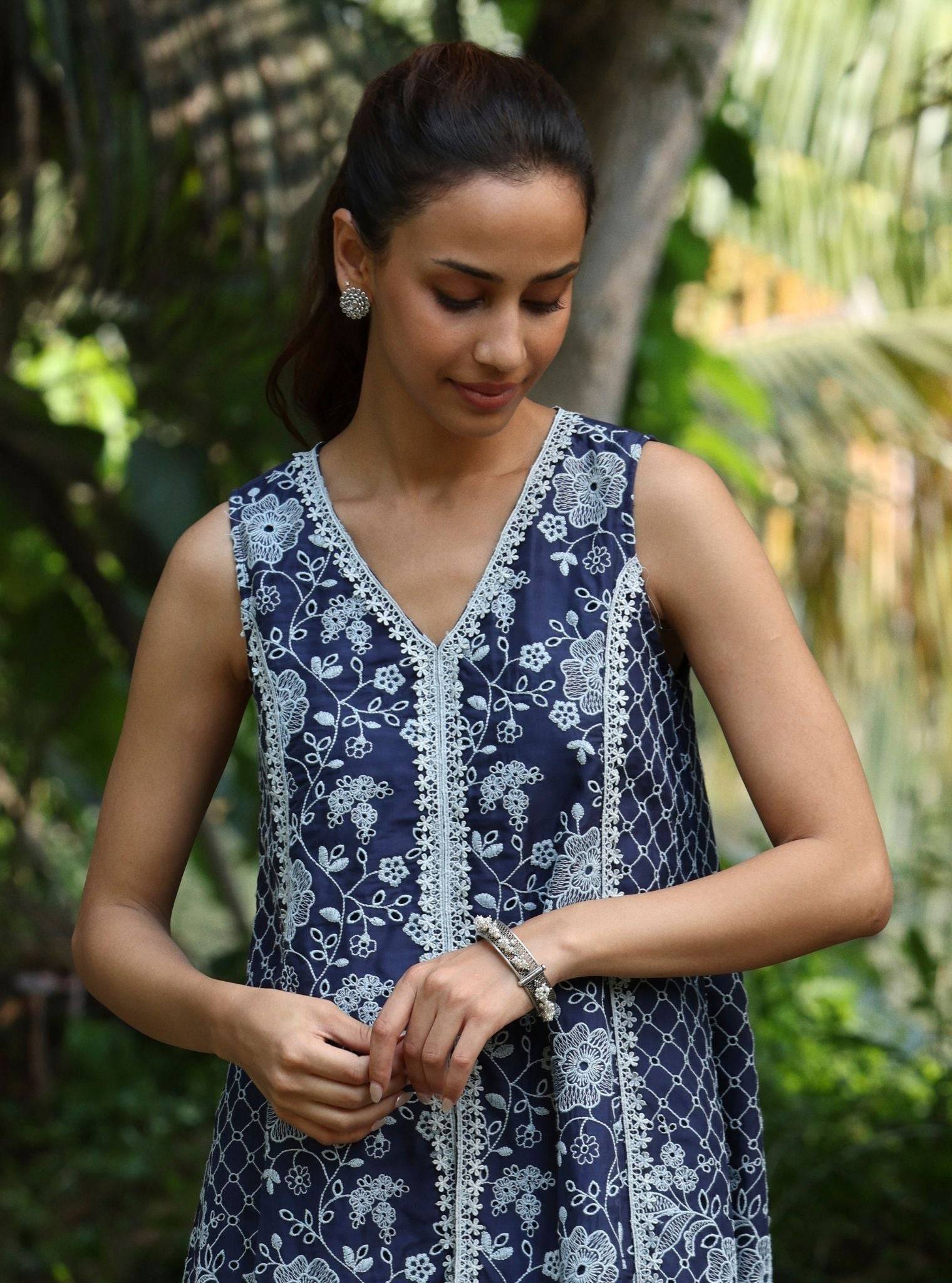 Nithara Organza Navy Co-ord Set