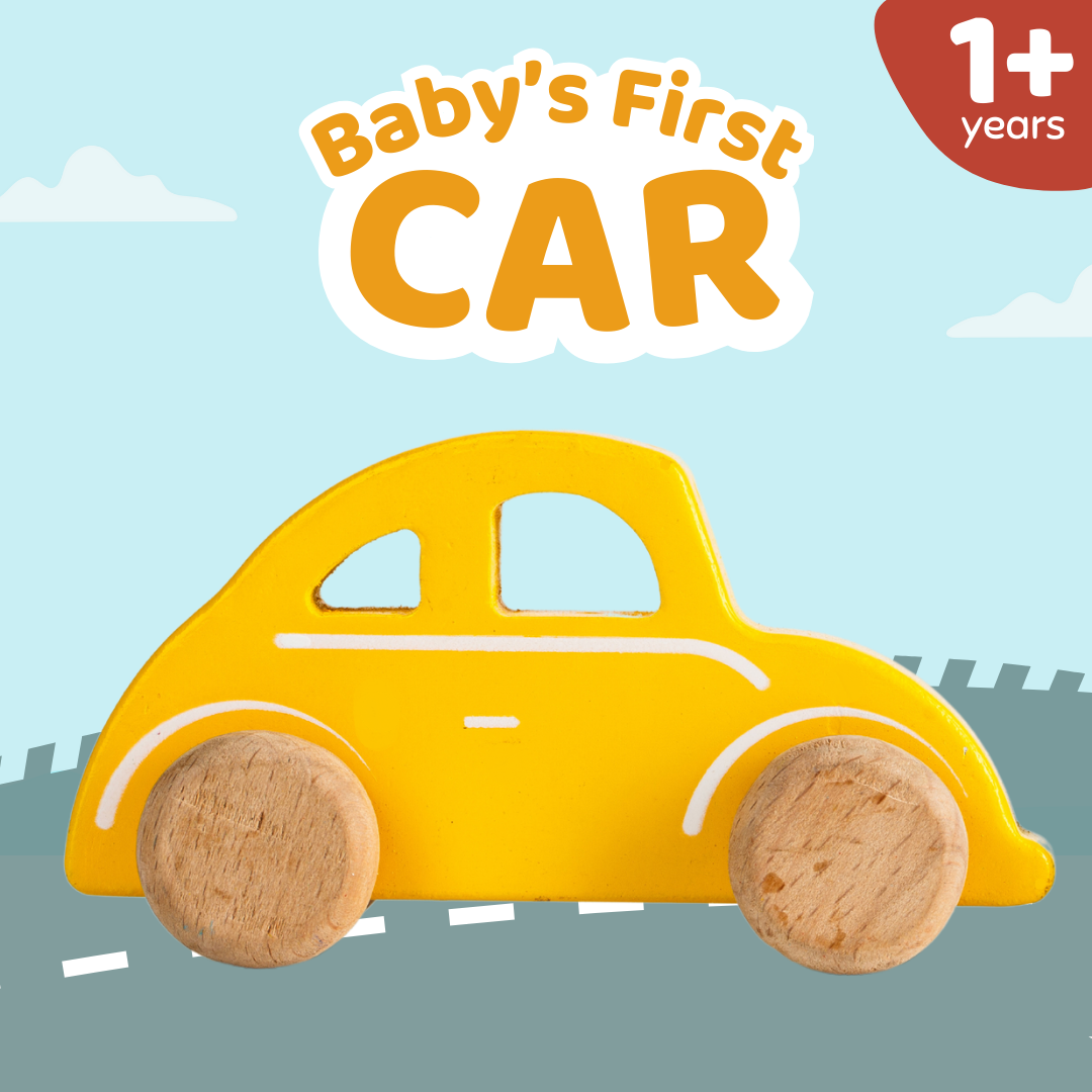 Cots and Cuddles Wooden Yellow Car Toy for Kids Age 1+ Buy @ ₹299
