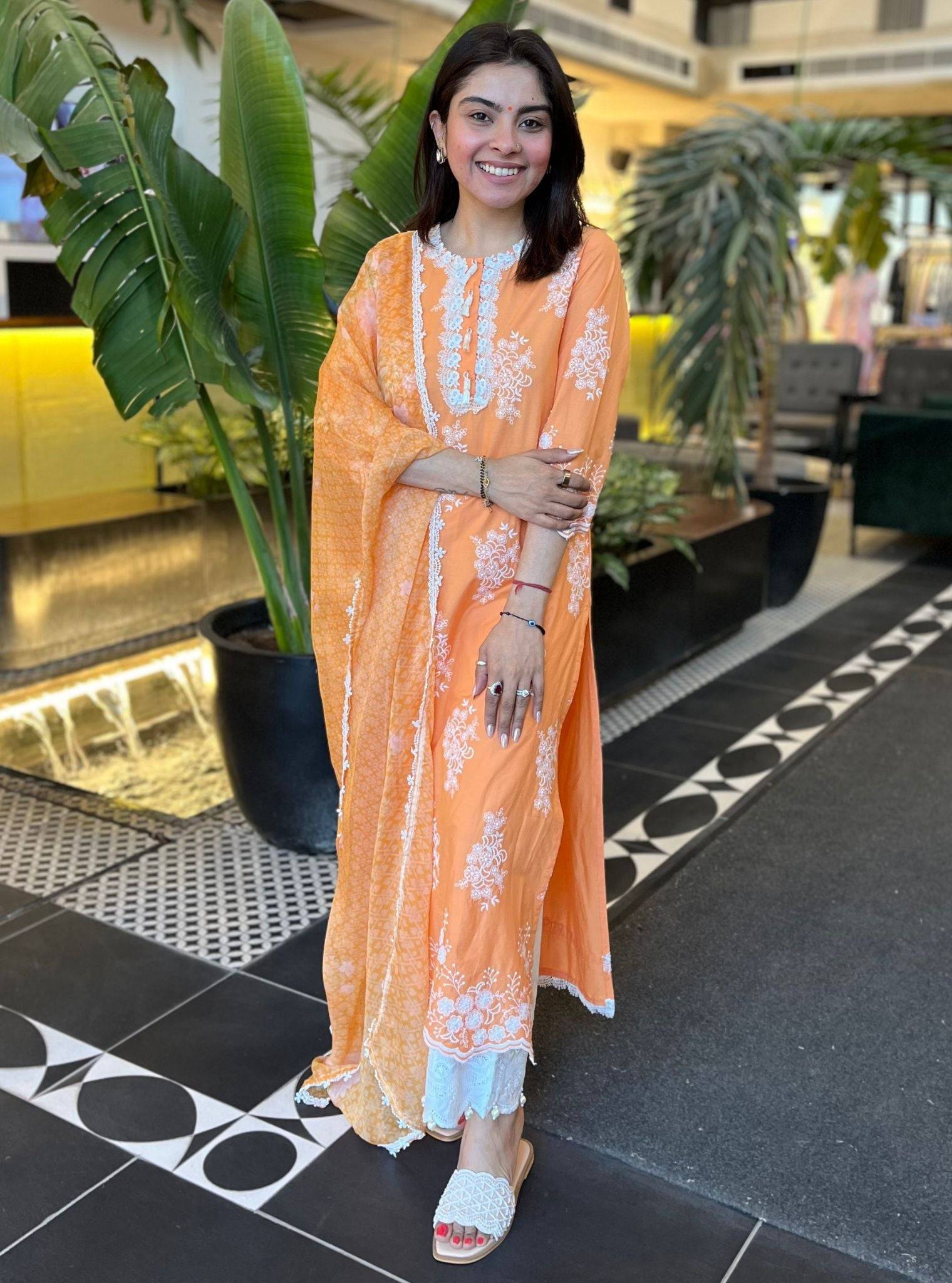 Perla Cotton Orange Kurta Set