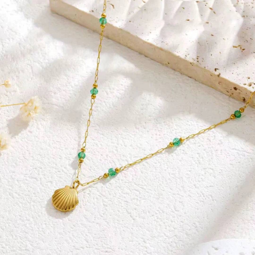Emerald Seashell Necklace