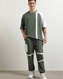 Men Oversized Colorblock Co-ords