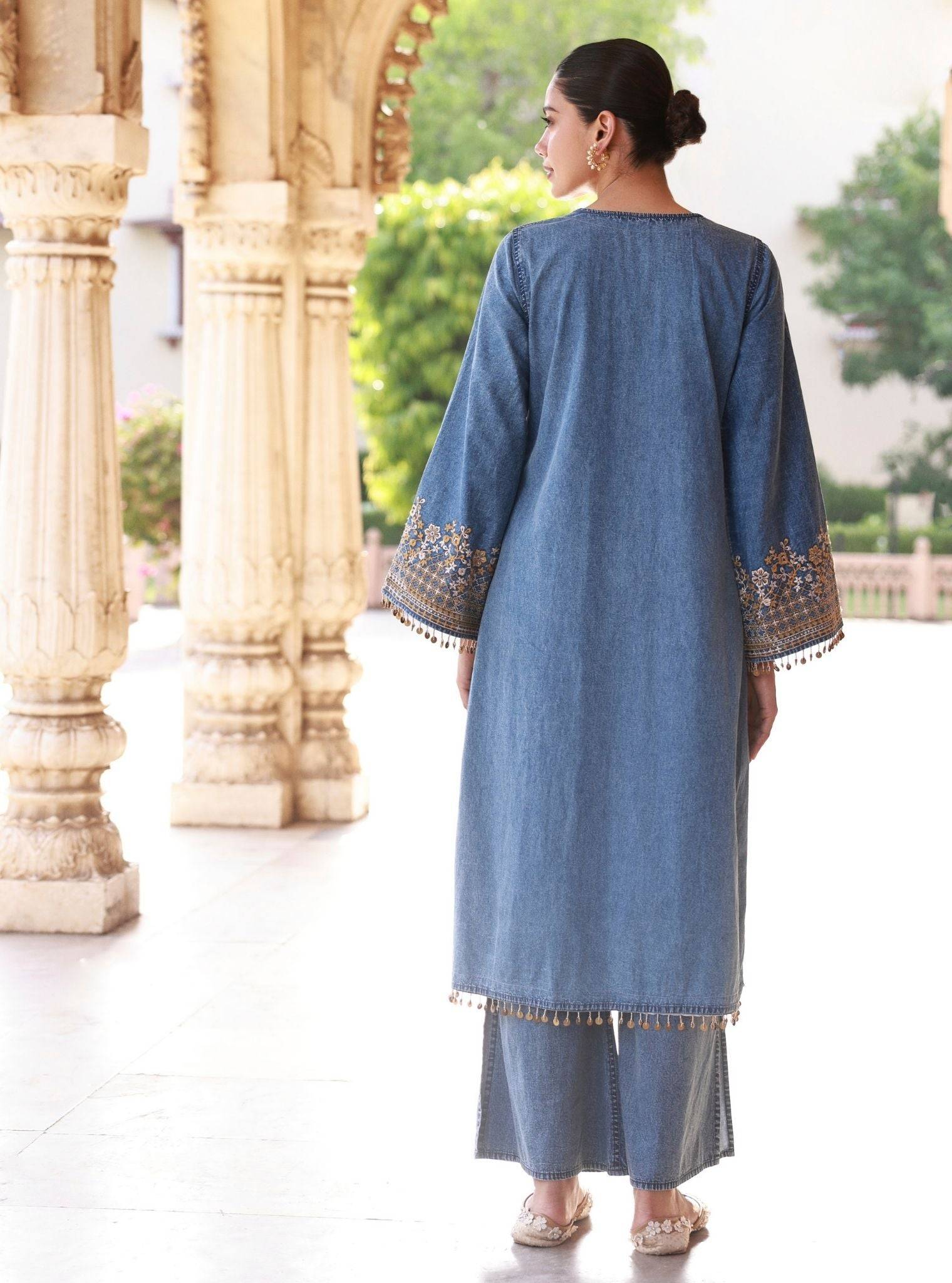 Rumei Denim Blue Kurta Set