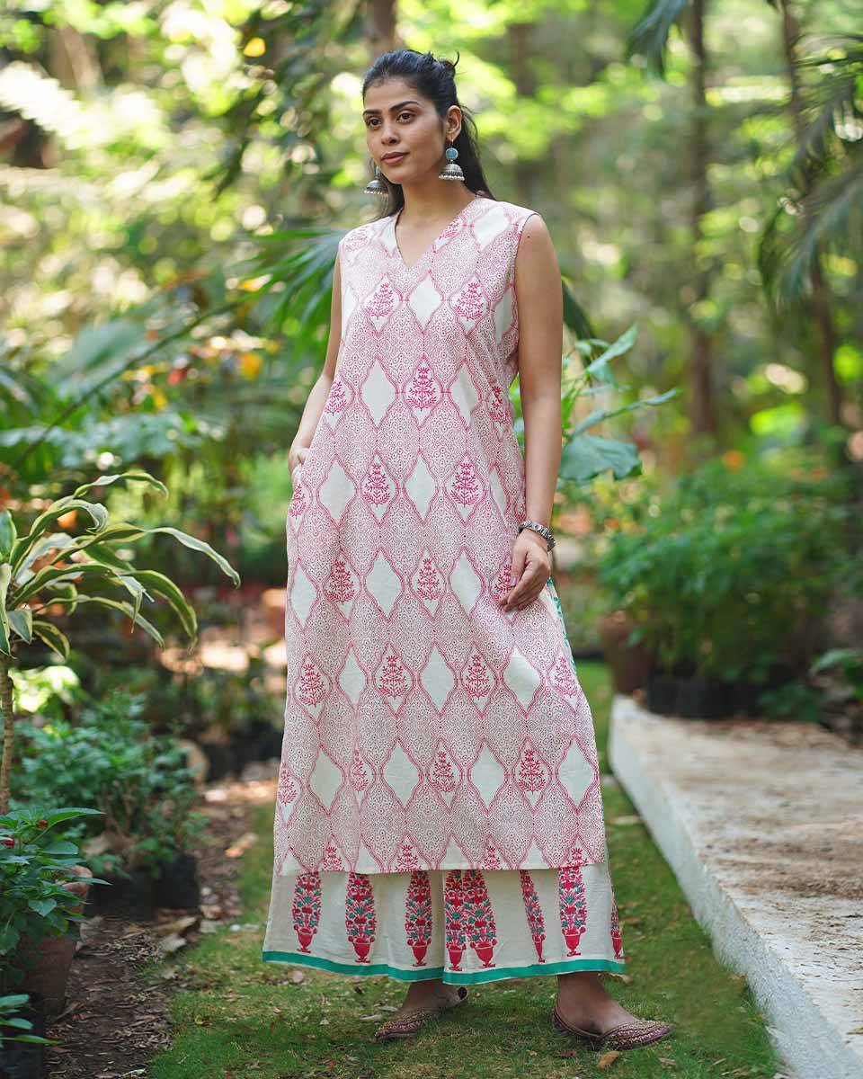 Nargis’s Noor Blush Pink Hand Block Print Kurti - MMG