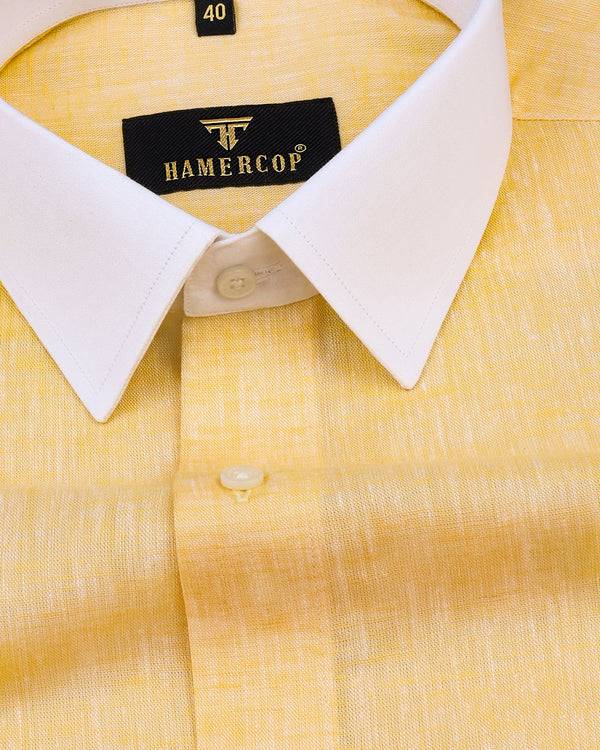 Yellow Soft Linen Cotton Designer Formal Shirt