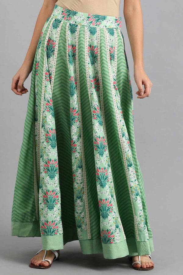 Green Printed Skirt