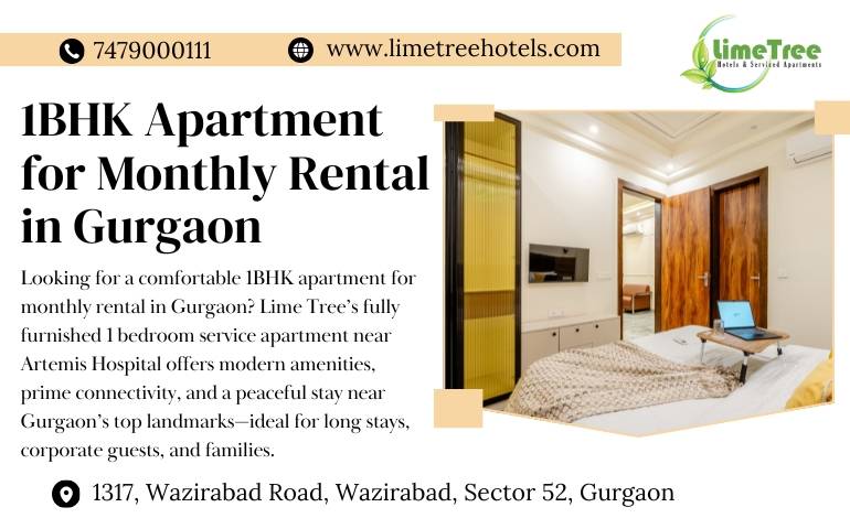 Premium 1BHK Apartment in Gurgaon for Long & Monthly Stays