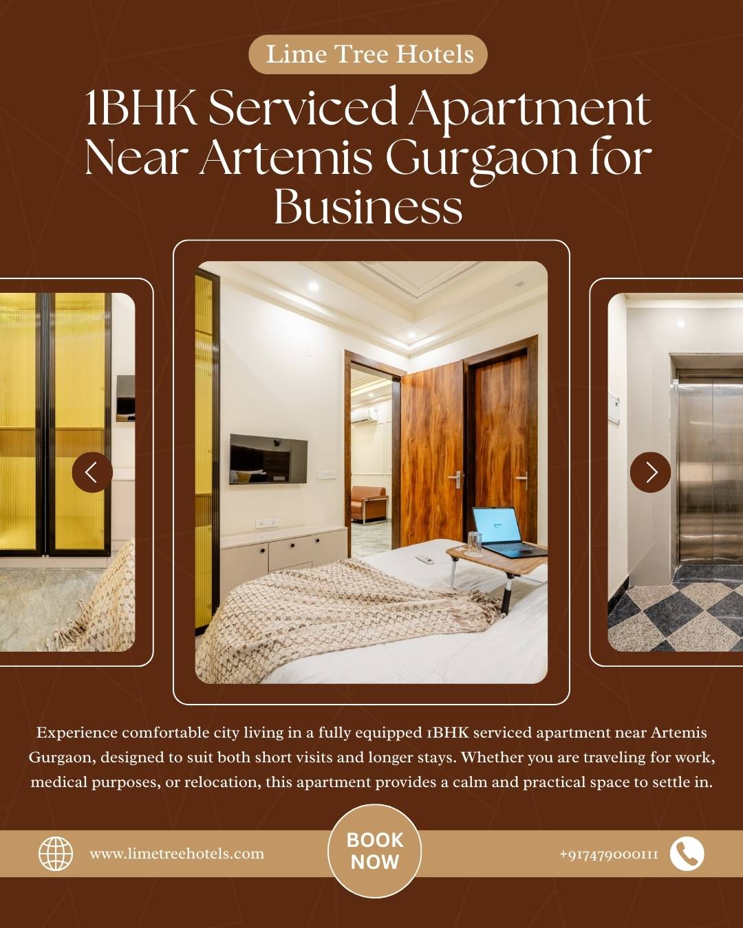 Spacious 1BHK Service Apartment Near Artemis Gurgaon for Comfortable Extended Stay