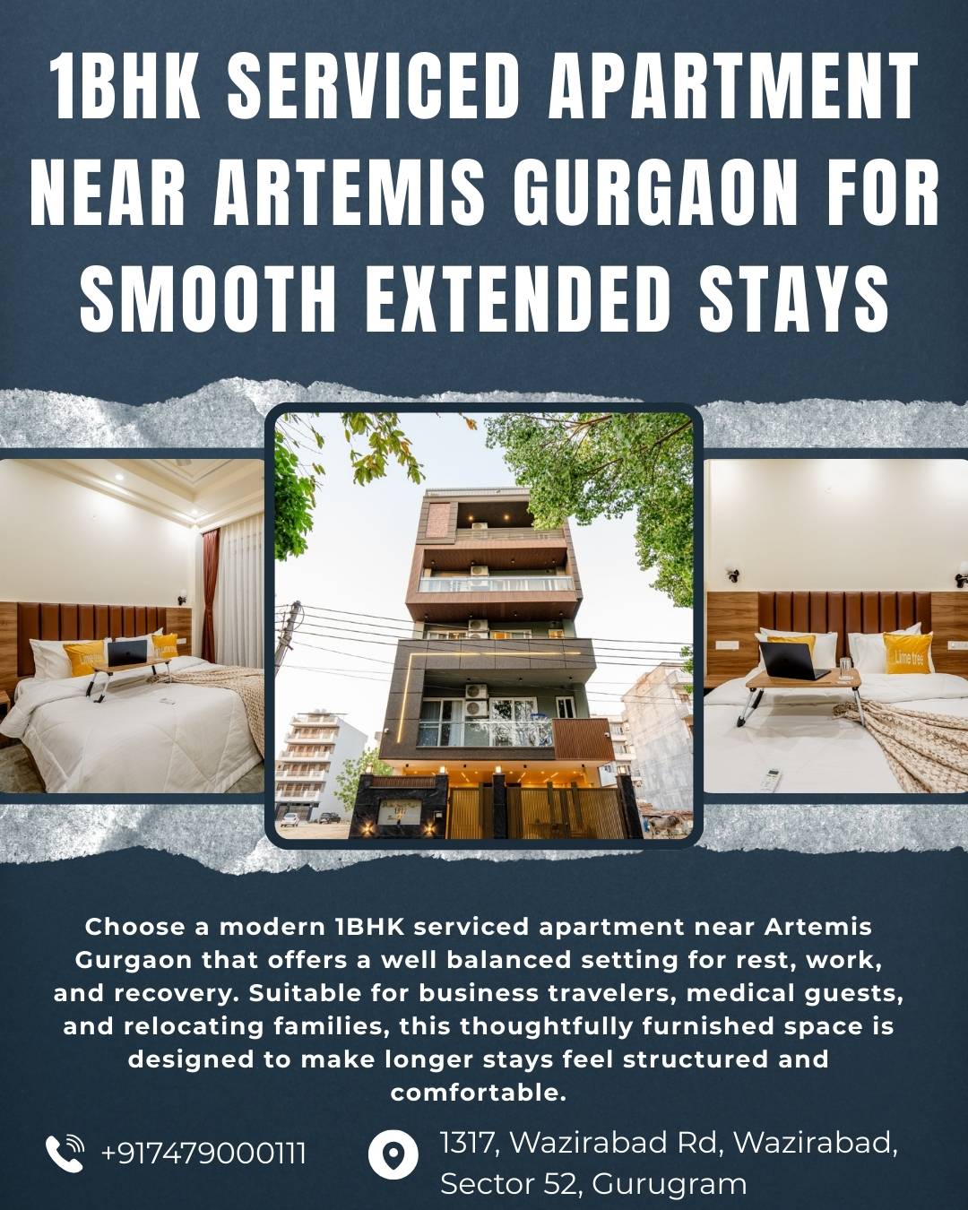 Spacious 1BHK Serviced Apartment Near Artemis Gurgaon for Relaxed City Living