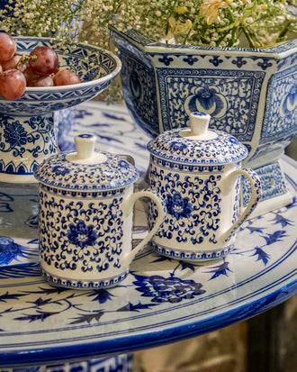 Royal Blue Floral Bone China Mug