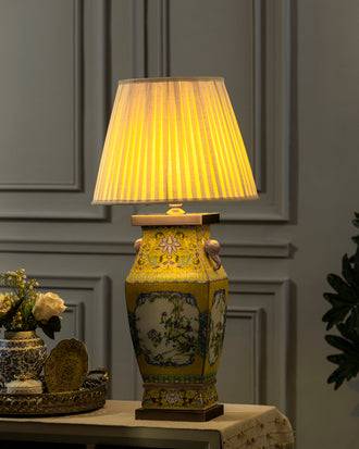Regal Blossom Hand Painted Cloisonne Table Lamp