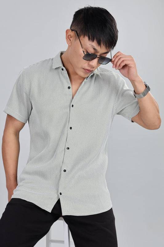 Men’s Short Sleeve Casual Shirt(Olive Green) – Premium Cotton Blend | Lightweight & Breathable