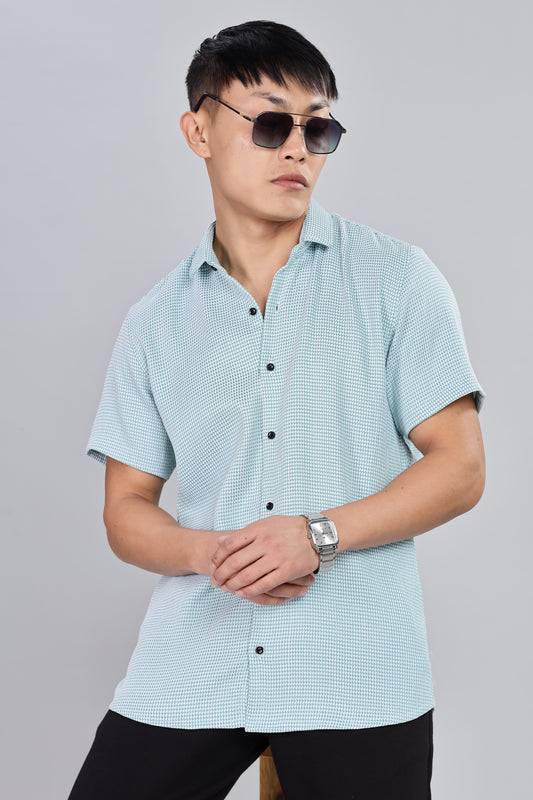 Men’s Short Sleeve Casual Shirt(AQUE) – Premium Cotton Blend | Lightweight & Breathable