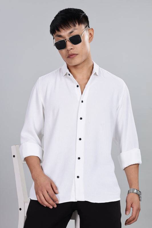 Men’s Premium Textured Shirt(White) – Luxurious Fabric, Timeless Style | Wear Confidence, Own the Moment