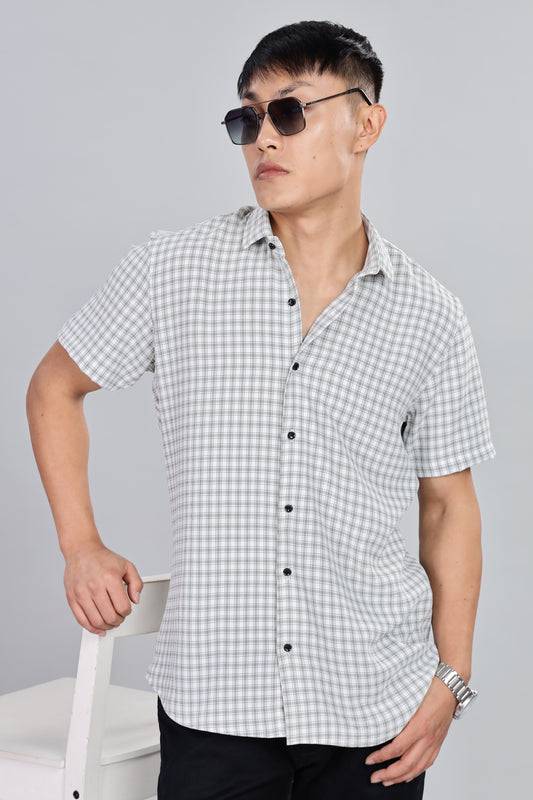 Men’s Premium Checked Shirt – GREY | Long Sleeve Comfort Fit