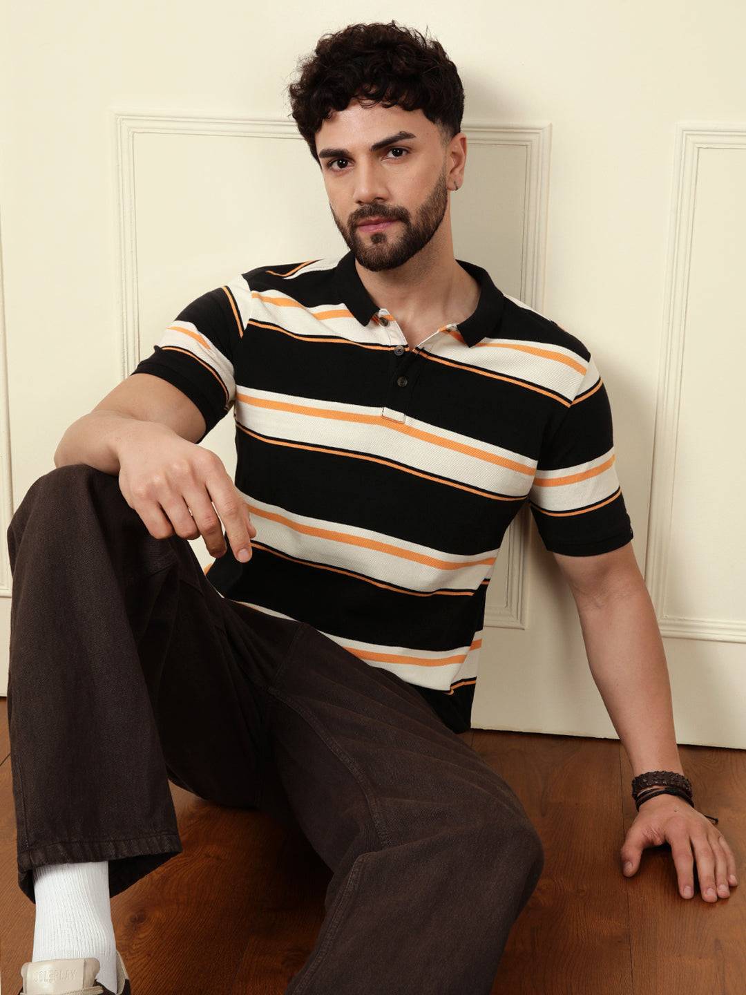 Pure Cotton Yarn Dyed Polo | Black