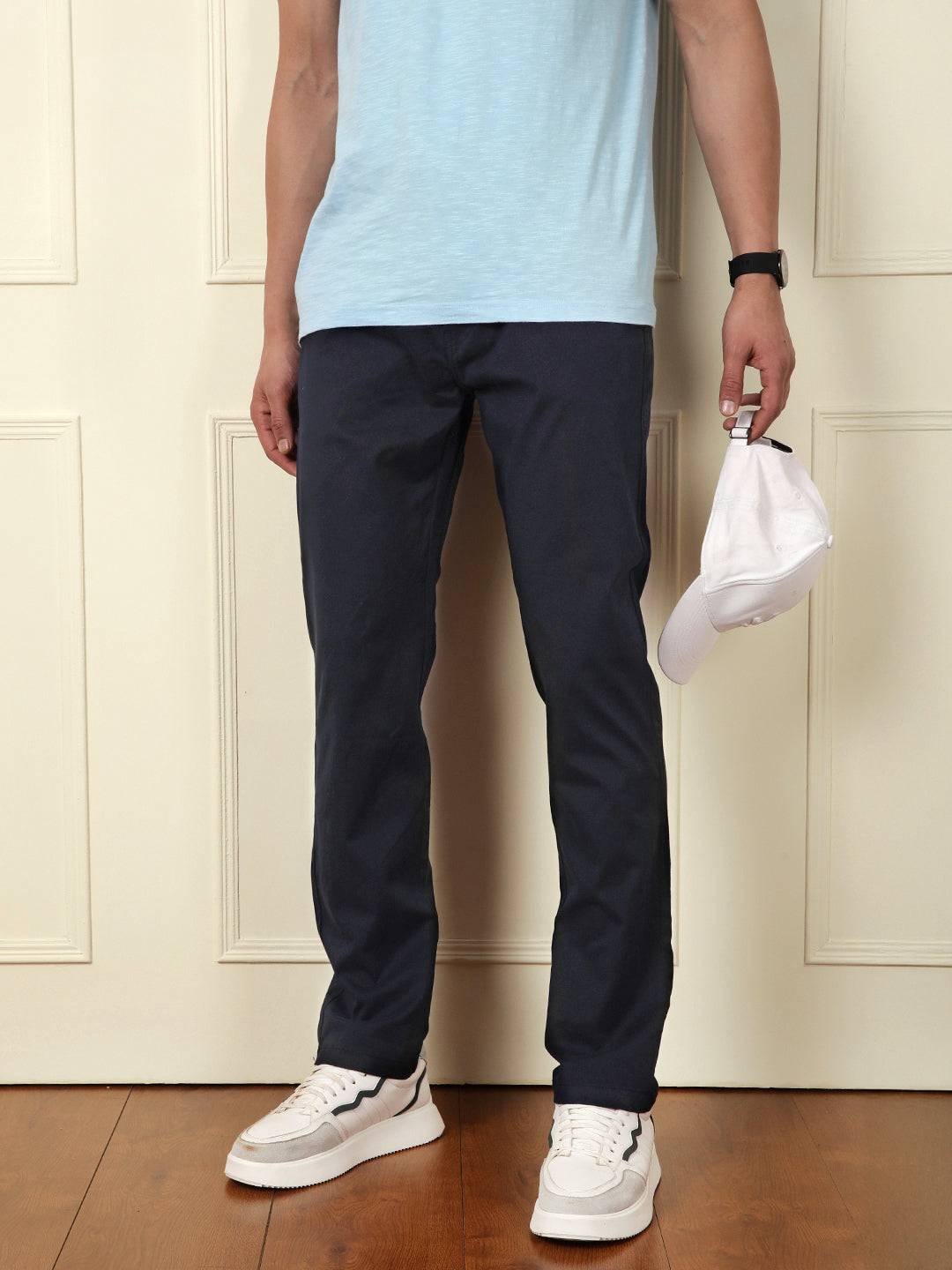 Soft Cotton Blend Chino Trouser | Navy Blue