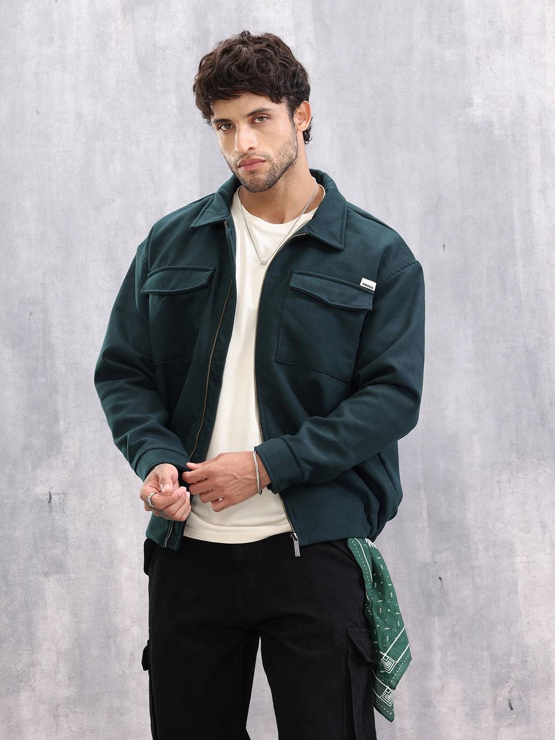 Effortless Layering Utility Oversized Fit Jacket | Dark Green