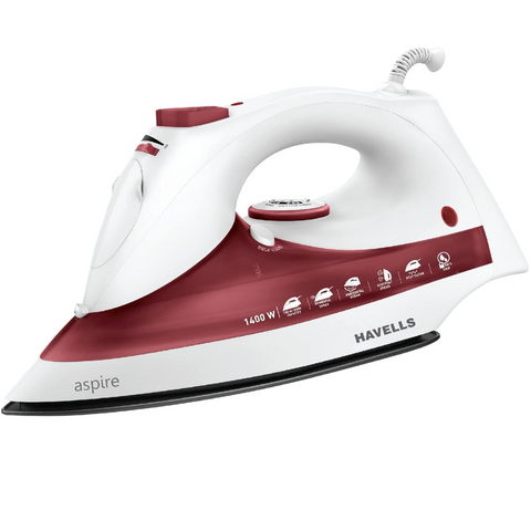 Havells ABS Aspire, 1400 Watts Steam Iron Press with Steam Burst Anti Drip Function (Red) Buy only at ₹1869