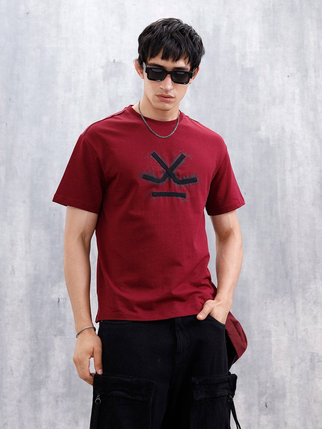 Men’s Wrogn Logo Appliqued Graphic Tee | Maroon