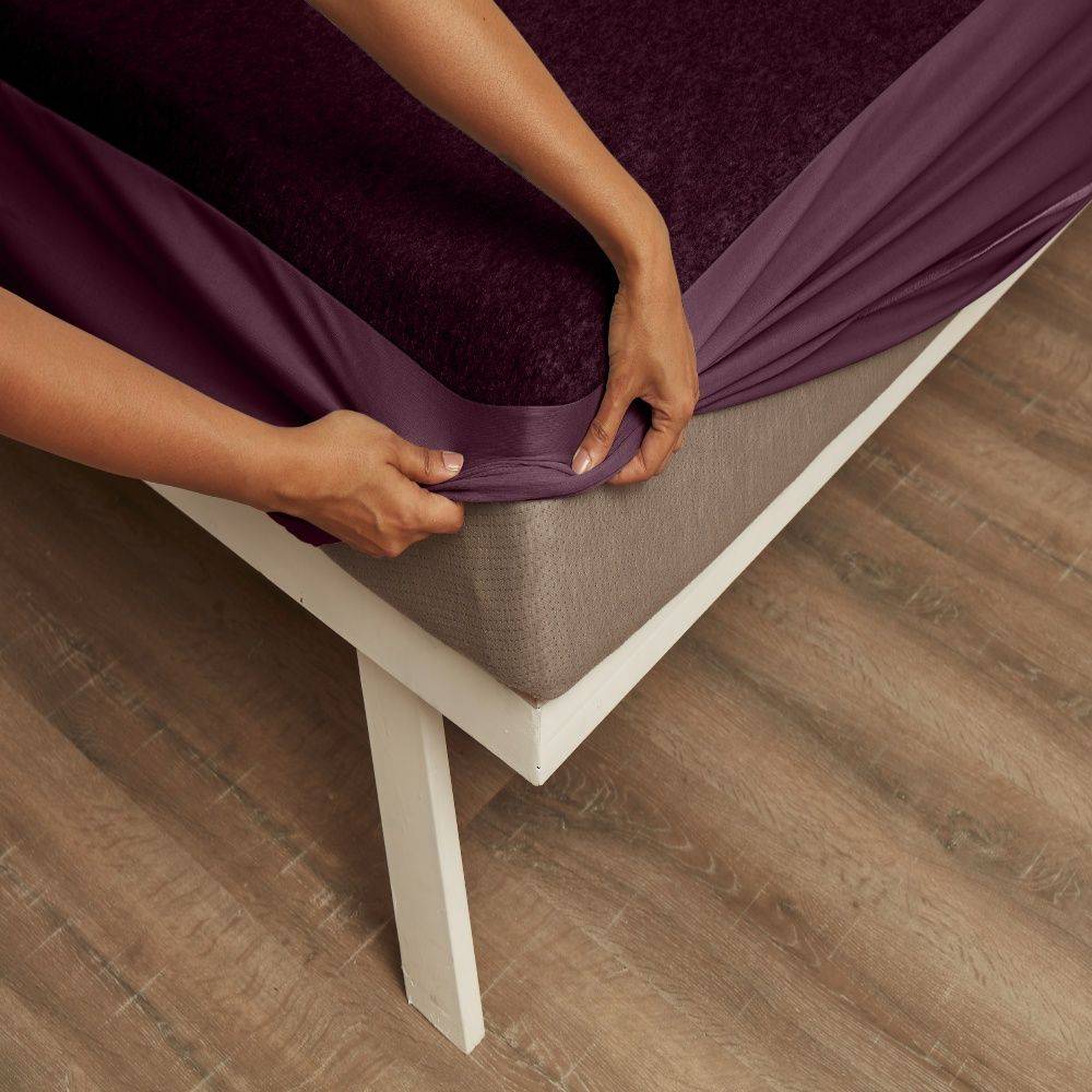 Water Proof Terry Cotton Feel Mattress Protector | Beetroot | Machine Washable | Super Soft (78x60 inch)