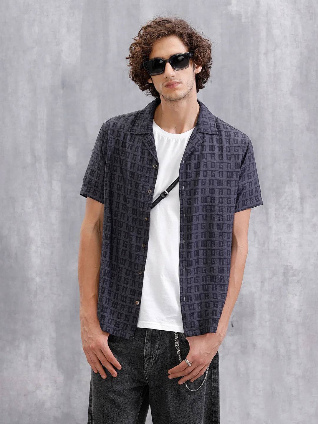 Casual AOP Resort Collar Shirt | Black