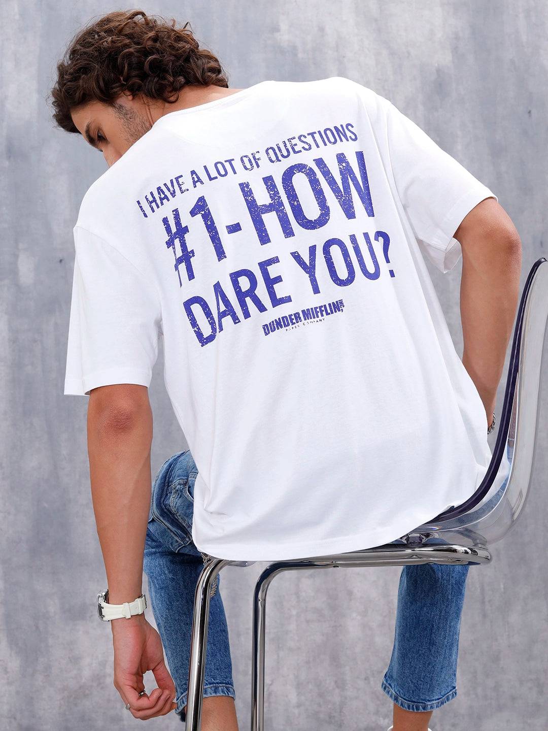 Casual Men Oversized Fit Tee With Graphic | White