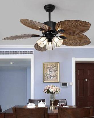 Balinese Style Tropical Palm Leaf Ceiling Fan with 3 Lights