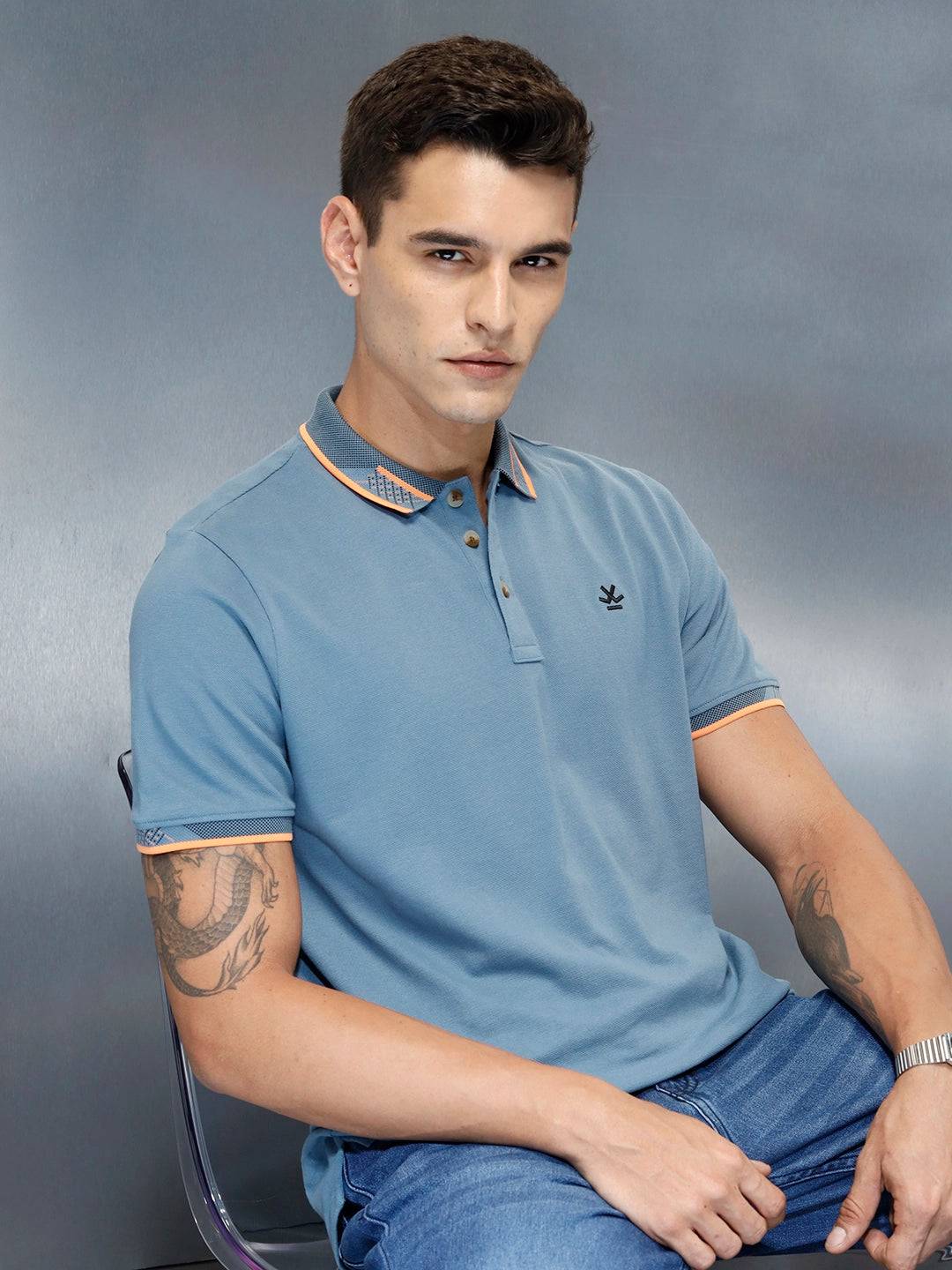 Men's Casual Slim Fit Polo T-Shirt | Blue